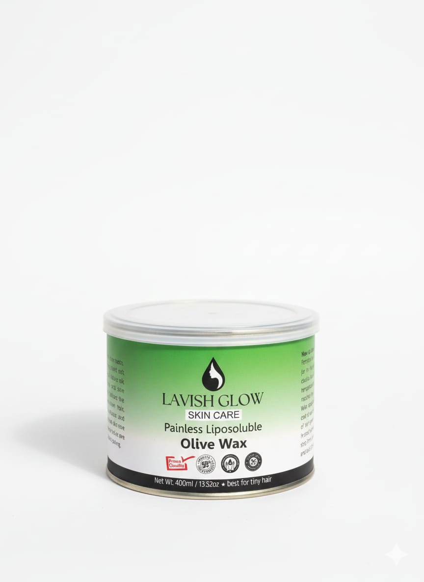Lavish Glow olive wax container on a white background